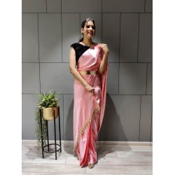 One min satin silk ready to wear saree